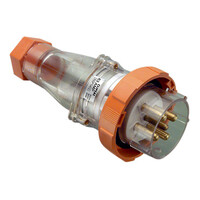IP66 Clipsal 66 Series - Straight Plug - 500V 63A - 5 Round Pins - Chemical Resistant Orange - 66P563-RO