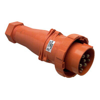 IP66 Clipsal 66 Series - Straight Plug - 500V 50A - 7 Round Pins - Chemical Resistant Orange - 66P750-RO