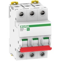 Clipsal MAX9 | Miniature Circuit-Breaker (MCB) | 3P, 63A, C Curve, 6000A, 415V, Incomer, RED Toggle