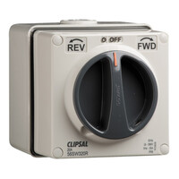 IP66 Clipsal 56 Series - Surface Switch - 1 Gang, 3 Pole, 500VAC, 20A, Reversing and Changeover - Grey