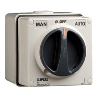 IP66 Clipsal 56 Series - Surface Switch - 1 Gang, 4 Pole, 500VAC, 20A, Reversing and Changeover - Grey