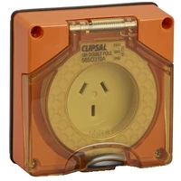 Clipsal 56SO310ALE-RO 56 Series IP66 Auto Socket Outlet 10A Surface Chemical Resistant Orange