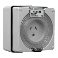IP66 Clipsal 56 Series - Socket Outlet - Surface Auto 10A Ltg - Grey