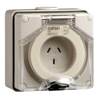 IP66 Clipsal 56 Series - Surface Socket - 250V 10A - 3 Flat Pins - Chemical Resistant Orange