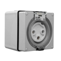 IP66 Clipsal 56 Series - Surface Socket - 250V 32A - 3 Round Pins - Grey