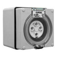 IP66 Clipsal 56 Series - Surface Socket - 500V 10A - 4 Round Pins - Grey