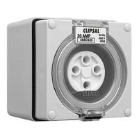 IP66 Clipsal 56 Series - Surface Socket - 500V 20A - 4 Round Pins - Grey