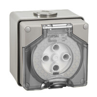 IP66 Clipsal 56 Series - Surface Socket - 500V 32A - 4 Round Pins - Grey