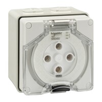 IP66 Clipsal 56 Series - Surface Socket - 500V 50A - 4 Round Pins - Grey