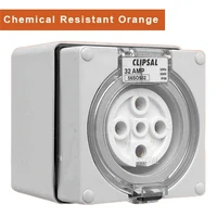 Clipsal 56SO532-RO IP66 56 Series Surface Socket 500V 32A 5 Round Pin - Chemical Resistant Orange