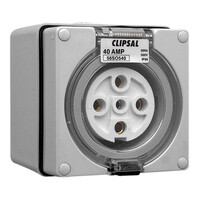 IP66 Clipsal 56 Series - Surface Socket - 500V 40A - 5 Round Pins - Grey