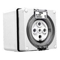 IP66 Clipsal 56 Series - Surface Socket - 500V 50A - 5 Round Pins - Grey