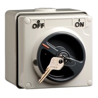 IP66 Clipsal 56 Series - Key Operated Surface Switch - 250V 32A, Single Pole - Grey