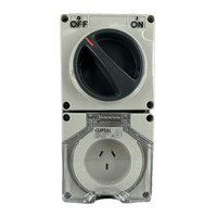 IP66 Clipsal 56 Series - Switched Socket Outlet - 250V  10A  3 Flat Pin - Grey - 56C310-GY 