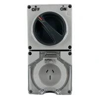 IP66 Clipsal 56 Series - Switched Socket Outlet - 250V  15A  3 Flat PIN  1 Pole - Grey - 56C315-GY 