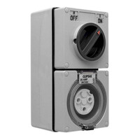 IP66 Clipsal 56 Series - Switched Socket Outlet - 250V, 20A, 3 Round PIN, 1 Pole - Grey