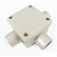 32mm 3 way Square Junction Box Grey