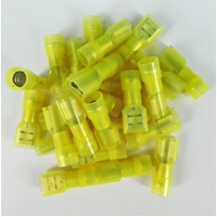 Terminal Female Blade Quick Connect Fully Insulated Yellow Nylon 25 Pack