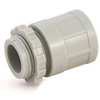 32mm Conduit Plain to Screwed Adaptor PVC Grey without Lock Ring