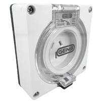 GEN3 SCA315LB 15 AMP 3 Pin Flat Auto Switched Weatherproof Surface Socket Outlet GEN3 Less Base