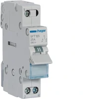 Hager SFT125 1-pole, 25A Centre Off Modular Changeover Switch with Top Common Point