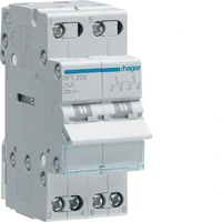 Hager SFT225 2-pole, 25A Centre Off Modular Changeover Switch with Top Common Point