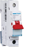 Hager MSN163R 63 Amps 1 Pole MCB Circuit Breaker 6kA (Red Toggle)