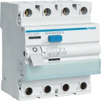Hager CDA440T RCCB 4 Pole 40A 30mA Type A Safety Switch 230/400V