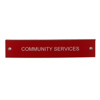 Traffolyte Switchboard Label COMMUNITY SERVICES 100x20 White Red