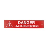 Traffolyte Switchboard Label DANGER LIVE BUSBAR BEHIND White Red