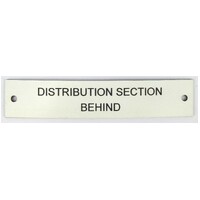 Traffolyte Switchboard Label DISTRIBUTION SECTION BEHIND 100x20 Black White