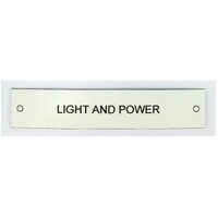 Traffolyte Switchboard Label LIGHT AND POWER 100x20 Black White