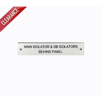 Traffolyte Switchboard Label MAIN ISOLATOR & DB ISOLATORS BEHIND PANEL 100x20 Black White