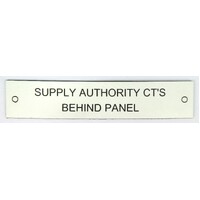 Traffolyte Switchboard Label SUPPLY AUTHORITY CT'S BEHIND PANEL 100x20 Black White