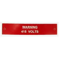 Traffolyte Switchboard Label WARNING 415 VOLTS 100x20 White Red No Symbol