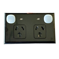 Double Pole Transco Flush Double Power Point with Neon Indicator 15A IP65 Black | P2DWSO/B