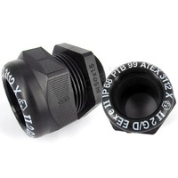 50mm Nylon Cable Gland EEx e Rated IP68 Waterproof Black