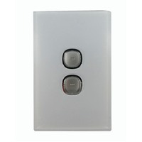 S2G Opal Series LED Push Button 2 Gang Light Switch with Glass-Look Finish