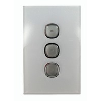 S3G Opal Series LED Push Button 3 Gang Light Switch with Glass-Look Finish