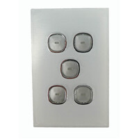 Opal Series LED Push Button 5 Gang Light Switch with Glass-Look Finish