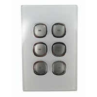 S6G Opal Series LED Push Button 6 Gang Light Switch with Glass-Look Finish