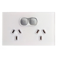 Opal Series LED Push Button Double Power Point GPO Glass-Look Finish