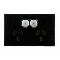Opal Series LED Push Button Double Power Point GPO Glass-Look Finish Black