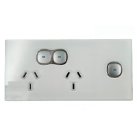 Opal Series LED Push Button Double Power Point Glass-Look Finish with Extra Switch
