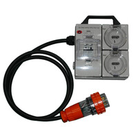 Power Board 5 Pin 20A to 2 X 15A RCBO Protected Outlets
