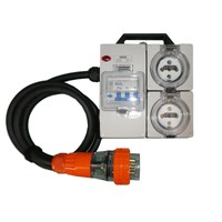 Power Board 5 Pin 32A to 2 X 5 Pin 32A RCBO Protected Outlets with Hanging Bracket