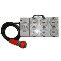 Power Board 5 Pin 32A to 6 X 15A RCBO Protected Outlets with Hanging Bracket