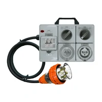 Power Board 5 Pin 32A to 3 Pin 20A Flat and 3 Pin 20A Round RCBO Protected