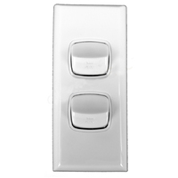 AS2 Powerclip 2 Gang ARCHITRAVE Light Switch 10 Amp