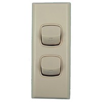 AS2/BG Powerclip 2 Gang ARCHITRAVE Light Switch 10 Amp 240 Volt Beige